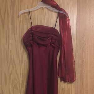 Fiesta Strapless Burgundy Dress with Scarf